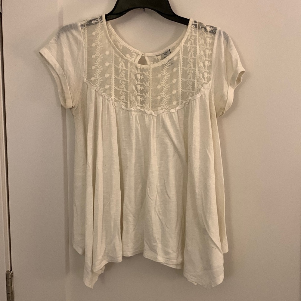 Cream baby doll shirt, American Rag, Nordstrom, size small